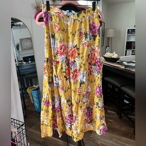 RACHEL zoe Floral linen maxi Skirt in Yellow and Purple